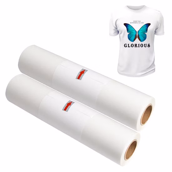 Wholsale Logo Printing on Textile Quick Press Vinyl Eco Solven Printer Cmyk+White Dtf DTG Pet Transfer Film White Ink T Heat Transfer Vinyl for T Shirt